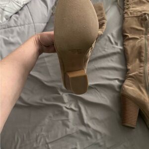 Chase + Chloe Over the Knee Tan Boots